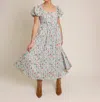 Moon River Wildflower Basque Waist Dress In Multi In Multi