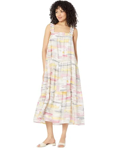 Moon River Women's  Maxi Dress Pink Printed Tiered Square Neck Jdm1076 In Neutral