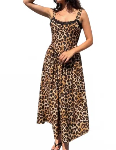Moon River Women's Sleeveless Midi Dress In Leopard In Brown