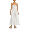 Moon River Womens Shirred Side Ties Midi Dress In White
