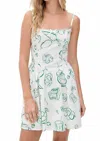 Moon River Zuzu Convo Print Mini Dress In Green Multi In Multi