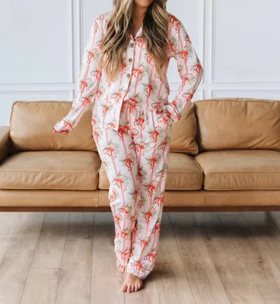 Moon Ryder Christmas Bow Lounge Set In White / Red