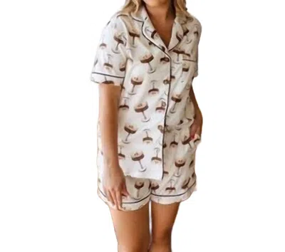 Moon Ryder Martini Short Sleeve Lounge Set In White