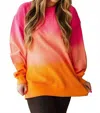 Moon Ryder Ombre Corded Sweatshirt In Deep Pink To Orange