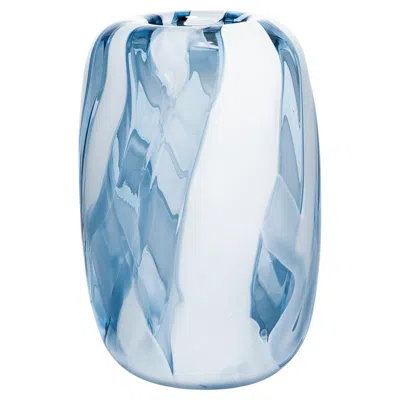 Pre-owned Moonarij White And Blue Glass Vase