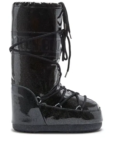 Moonboot Icon Glitter Snow Boot In Black