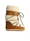 Moonboot Icon In Beige Shearling Boots In Brown