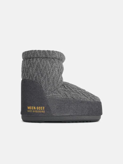 Moonboot 'icon Low Nolace Knit' Grey Fabric Boots In Gray