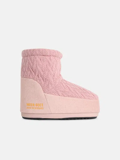 Moonboot 'icon Low Nolace Knit' Pink Fabric Boots