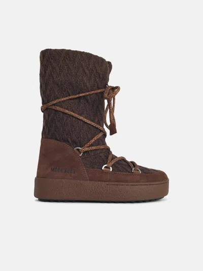 Moonboot 'ltrack' Knit Cocoa Wool Blend Boots In Brown