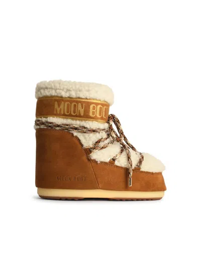 Moonboot Moon Boot 'icon' In Beige Shearling In Brown