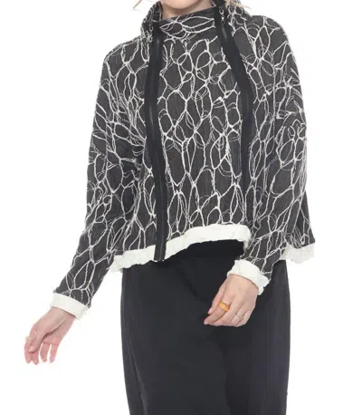 Moonlight By Y & S Abstract Cowl Neck Top In Black White In Gray