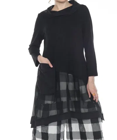 Moonlight By Y & S Asymmetric Cowl Neck Tunic In Black