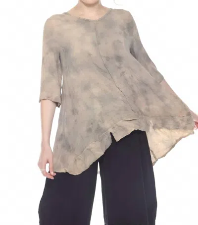 Moonlight By Y & S Asymmetrical Hem Top In Beige Grey In Gray