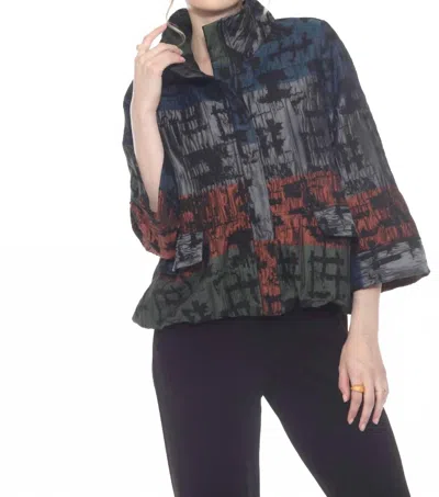 Moonlight By Y & S Bubble Hem Jacket In Brushstroke Print In Multi