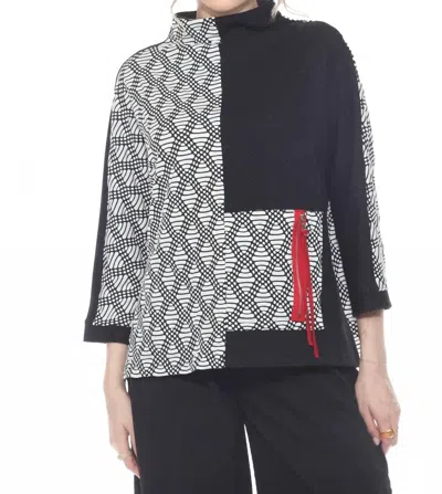 Moonlight By Y & S Colorblock Geometric Print Top In Black Multi