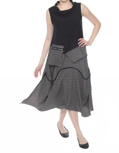 Moonlight By Y & S Cowl Neck Asymmetrical Tiered Midi Dress In Black Gingham