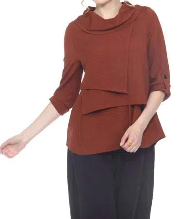 Moonlight By Y & S Cowl Neck Layered Top In Rust In Brown