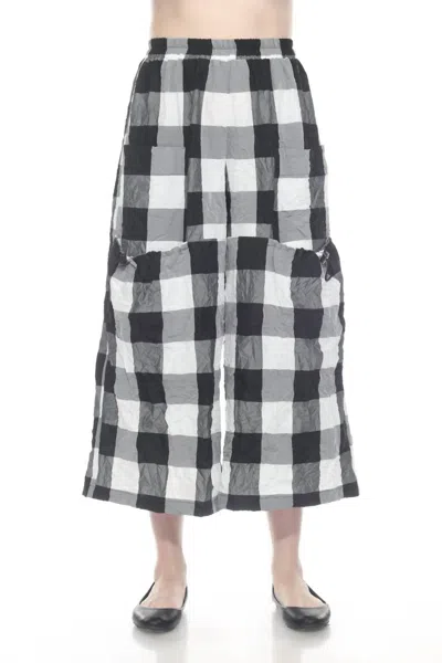 Moonlight By Y & S Crinkle Wide Leg Pants In Black White Grey In Multi