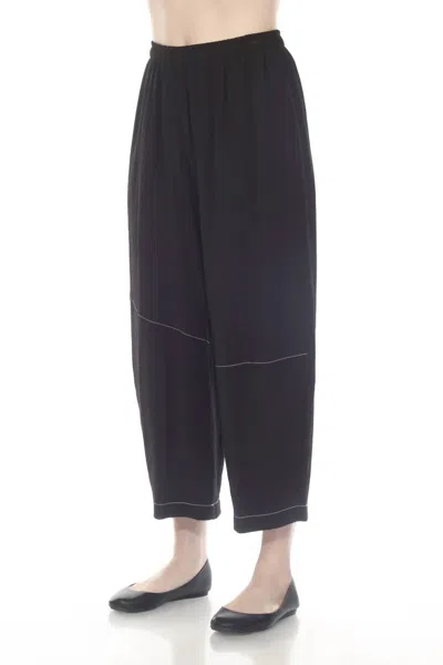 Moonlight By Y & S Cropped With Contrast Stitching Wide Leg Pants In Black