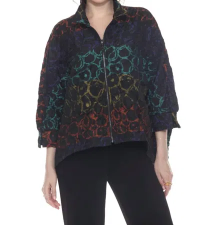 Moonlight By Y & S Dolman Zip Jacket In Black Multi