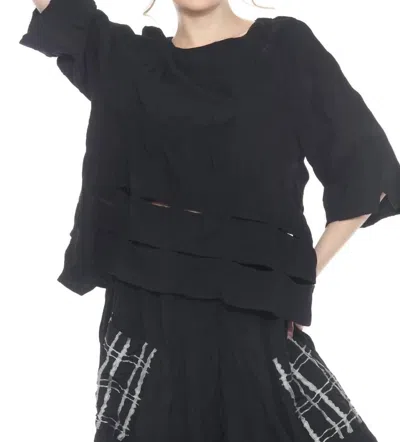 Moonlight By Y & S Layered Crinkle Top In Black