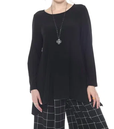 Moonlight By Y & S Long Sleeve Scoop Neck Tunic Top In Black