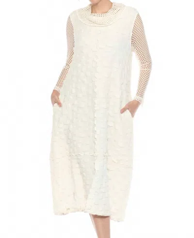Moonlight By Y & S Mesh Long Sleeves Midi Dress In White