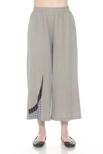 Moonlight By Y & S Patchwork Wide Leg Trousers In Grey In Brown