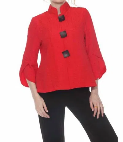Moonlight By Y & S Textured Button Jacket In Red