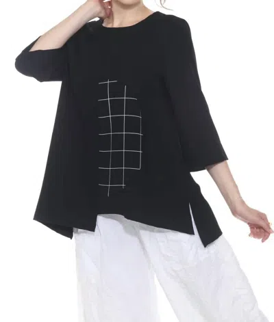 Moonlight By Y & S Three Quarter Sleeve Asymmetric Hem Tunic In Black