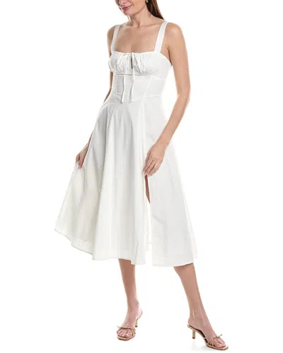 Moonsea Lace-up Midi Dress In White