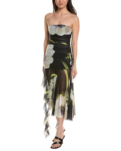 Moonsea Ruched Mesh Midi Dress In Multi