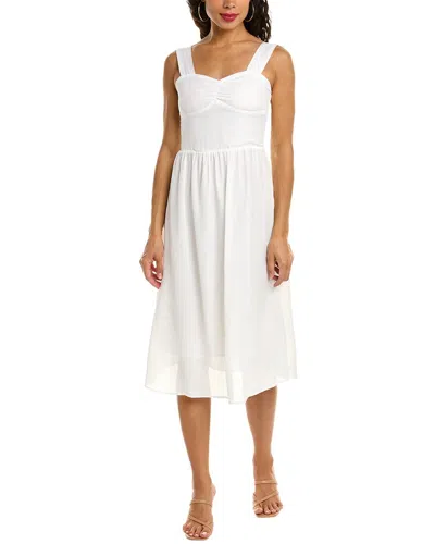 Moonsea Ruched Midi Dress In White