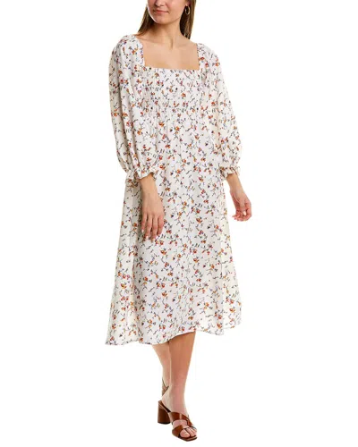 Moonsea Smocked Midi Dress In White