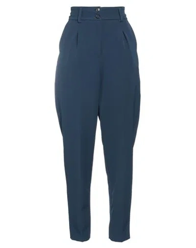 Moonshine Milano Woman Pants Midnight Blue Size 8 Viscose, Linen