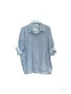 Moonsun Women's Fine Striped Cotton Gauze Shirt In Blue In Blue