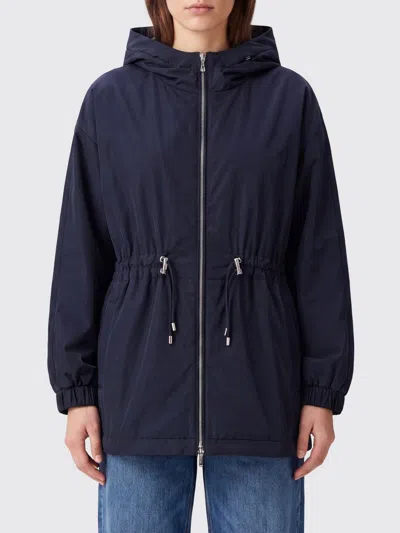 Moorer Galilea-stp Short Technical Fabric Hooded Windbreaker Jacket In Blue