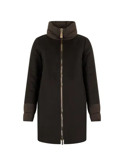 Moorer Abetele Padded High-neck Coat In Brown