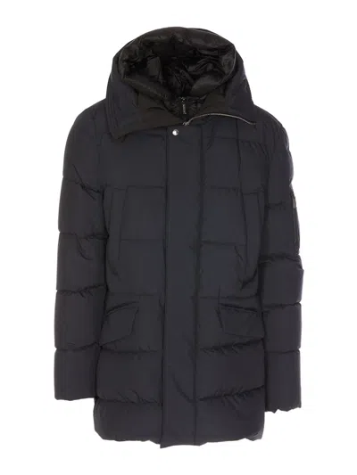 Moorer Hooded Coat In Blue