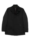 Moorer Tailored Black Coat With Concealed Closure In Black