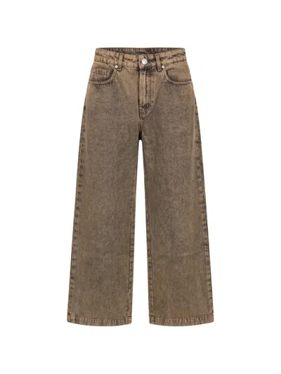Moorer Acid-wash Wide-leg Jeans In Neutrals