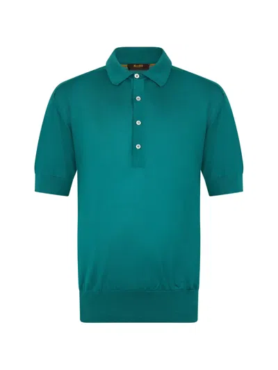 Moorer Action-spp Short-sleeve Knitted Polo Shirt In Green
