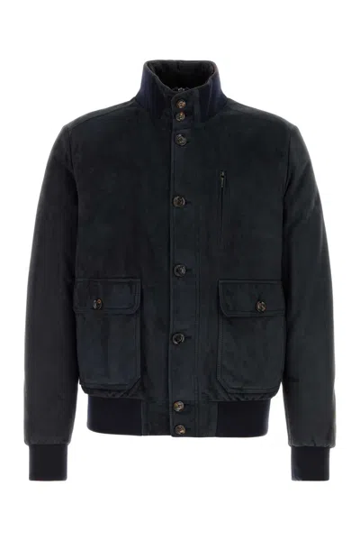 Moorer Adelsio Down Jacket In Navy Suede In Blue