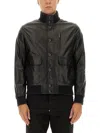 Moorer Buttoned High Neck Jacket In Black