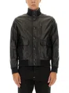 Moorer Leather Bomber Jacket In Brown
