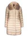 Moorer Zip And Snap Button Fastening Down Jacket In Neutrals