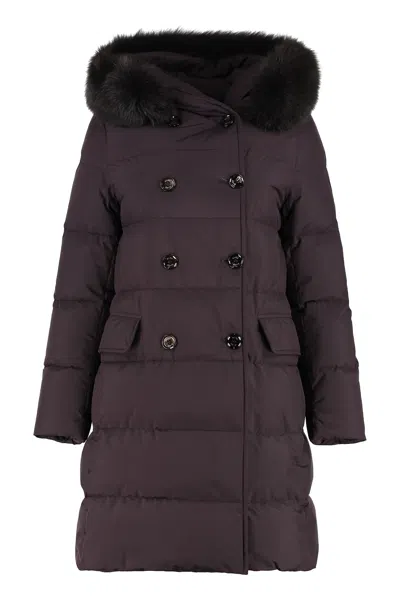 Moorer Ainara Hooded Down Jacket In Prune