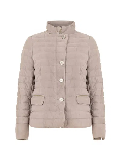 Moorer Aisha-p Quilted High-neck Jacket In Neutral