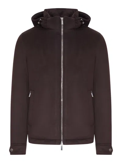 Moorer Albini Cashmere Hooded Jacket In Black
